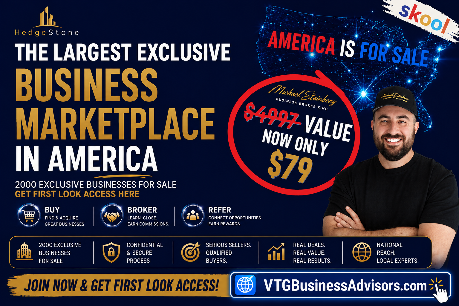 HedgeStone — The Largest Exclusive Business Marketplace in America. America Is For Sale. $4,997 value, now only $79. Join Now & Get First Look Access at VTGBusinessAdvisors.com